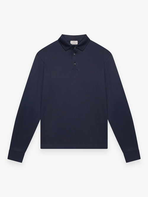 Polo Supima Collo Schiller Maniche Lunghe | Blu Navy