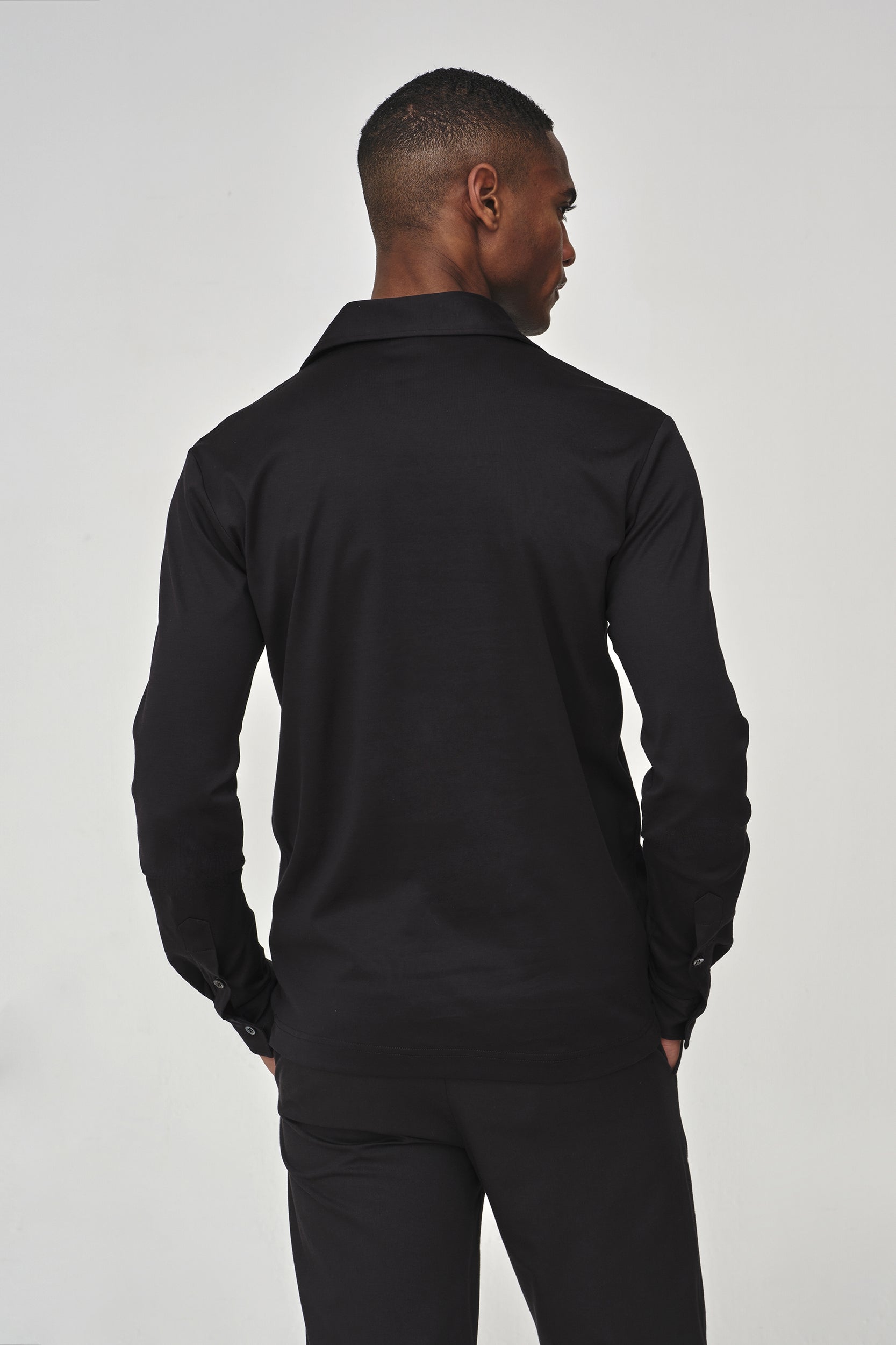 Supima Polo Schiller Collar L/S | Black
