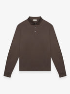 Supima Polo Schiller Kraag Lange Mouwen | Ebbenbruin