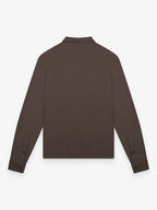 Supima Polo Schiller Kraag Lange Mouwen | Ebbenbruin