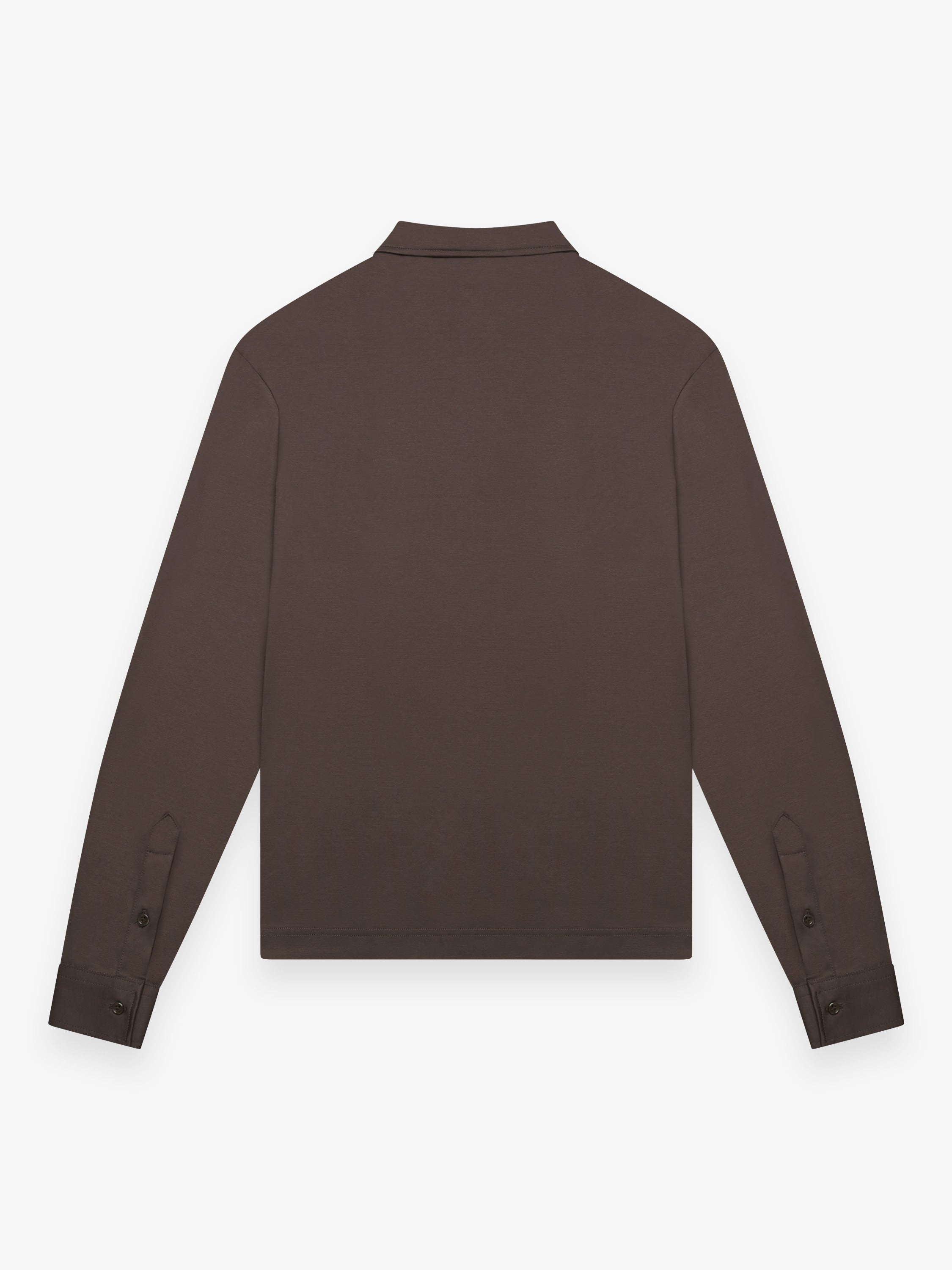 Supima Polo Schiller Kraag Lange Mouwen | Ebbenbruin