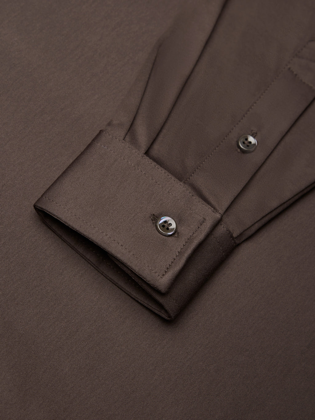 Supima Polo Schiller Kraag Lange Mouwen | Ebbenbruin