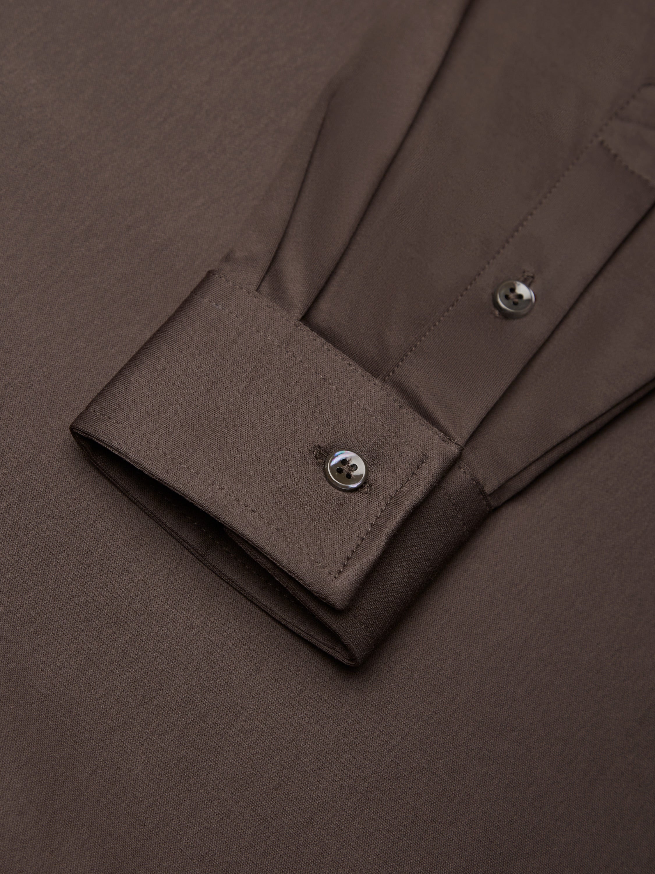 Supima Polo Schiller Kraag Lange Mouwen | Ebbenbruin