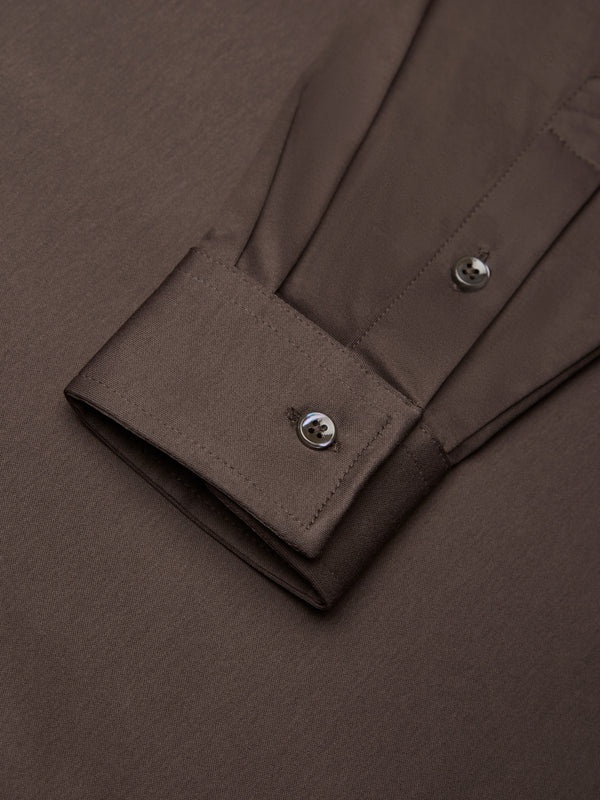Supima Polo Schiller Collar L/S | Ebony Brown
