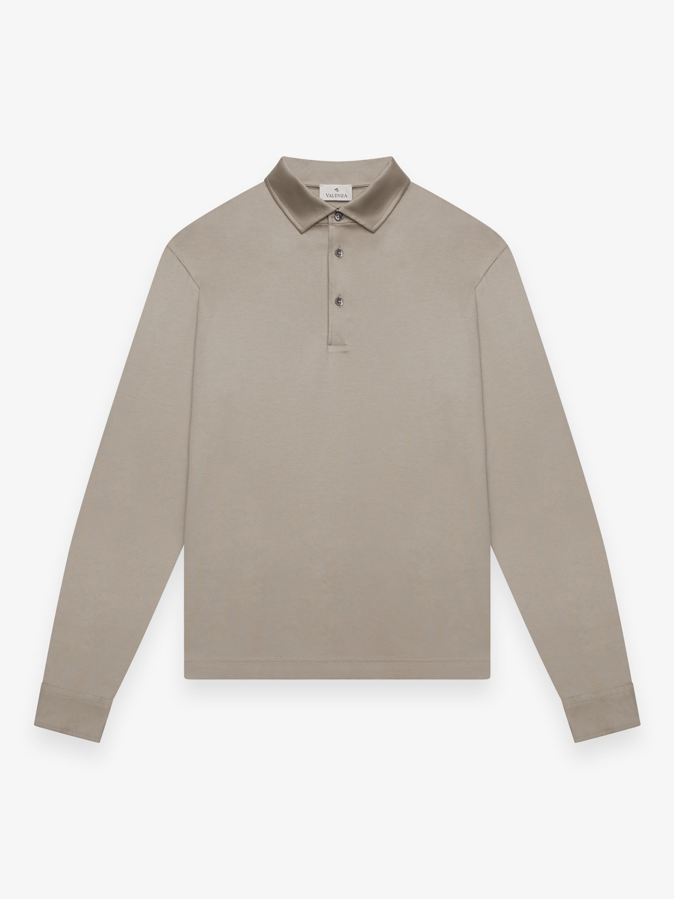 Supima Polo Schiller Collar L/S | Lead Grey