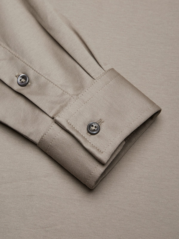 Supima Polo Schiller Collar L/S | Lead Grey