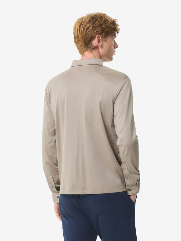 Supima Polo Schiller Collar L/S | Lead Grey