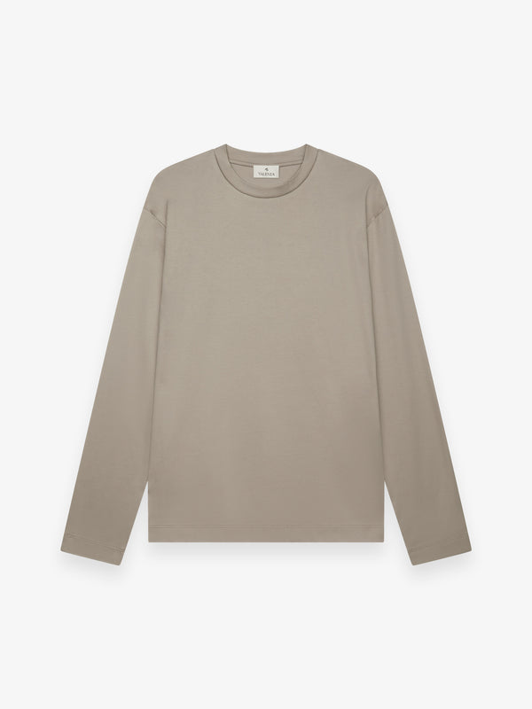 Interlock Supima T-Shirt Manica Lunga | Grigio Piombo