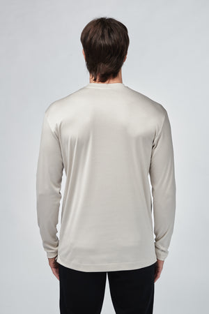 T-Shirt Interlock Supima Manche Longue | Gris perle