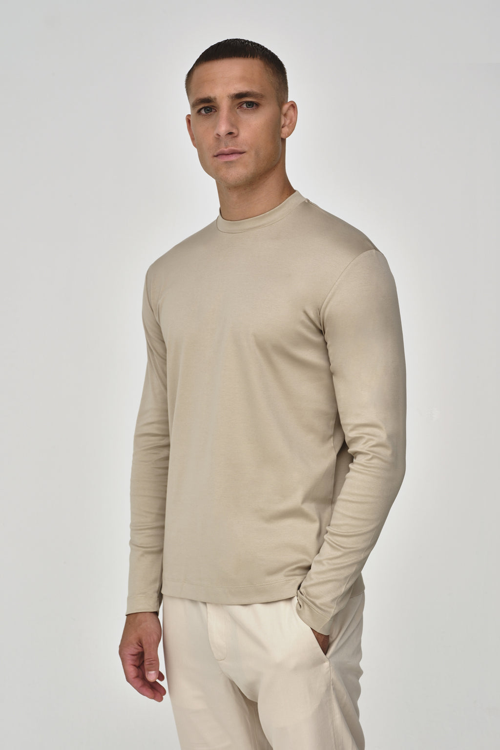 Interlock Supima T-Shirt L/S | Beige