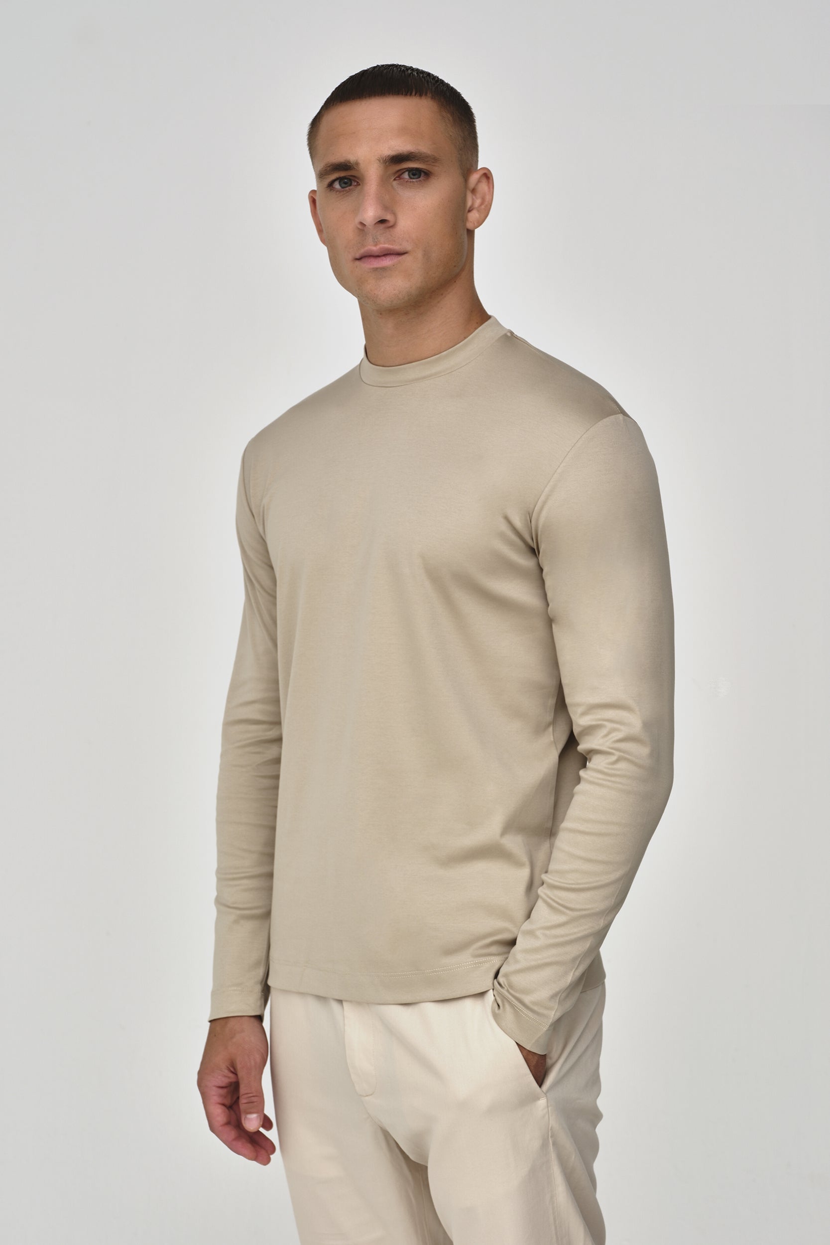 Interlock Supima T-Shirt L/S | Beige