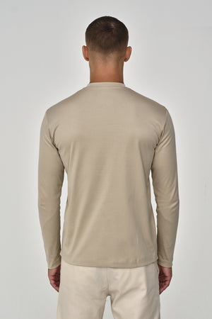 T-Shirt Interlock Supima Manche Longue | Beige