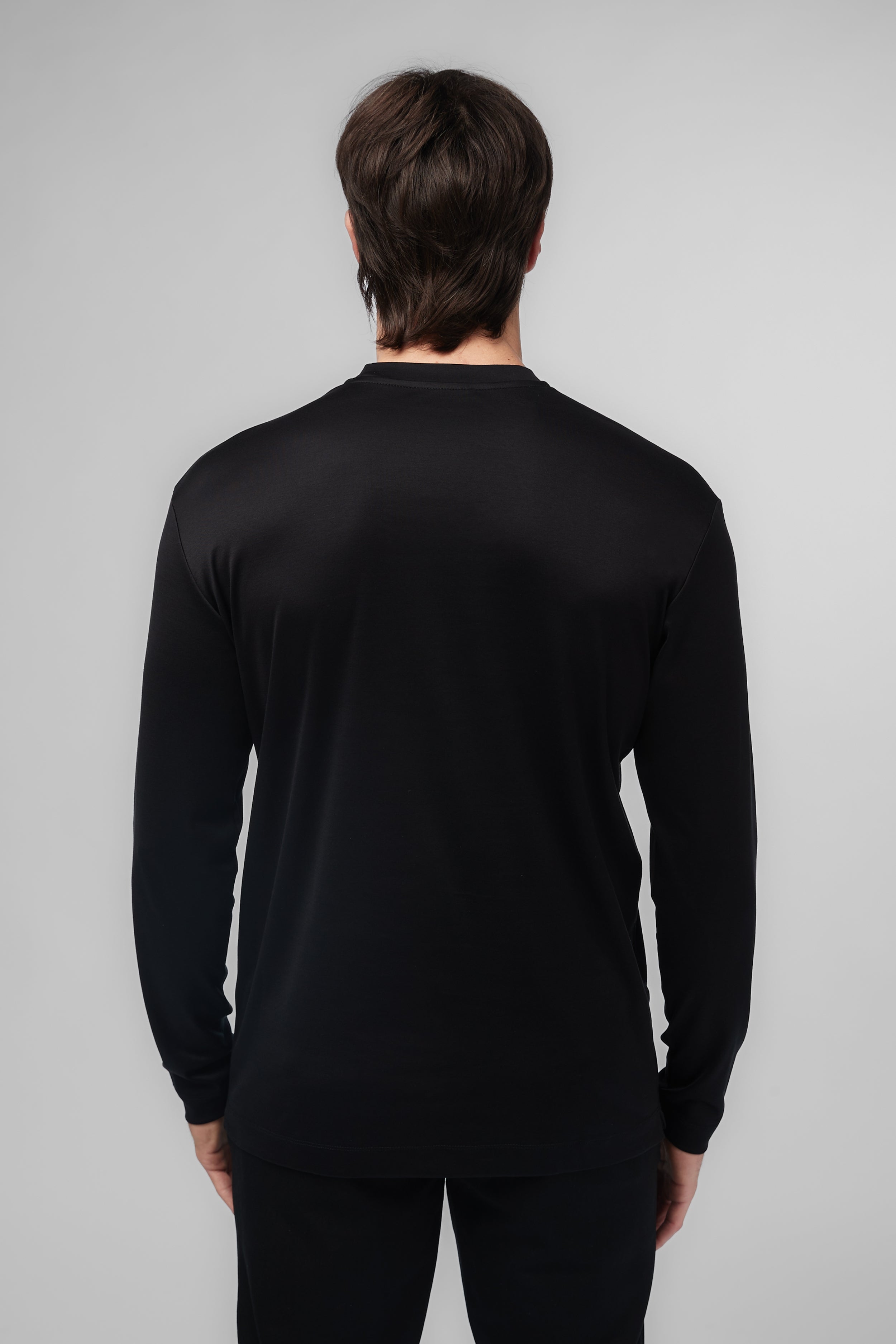 Interlock Supima T-Shirt Lange Mouwen | Zwart
