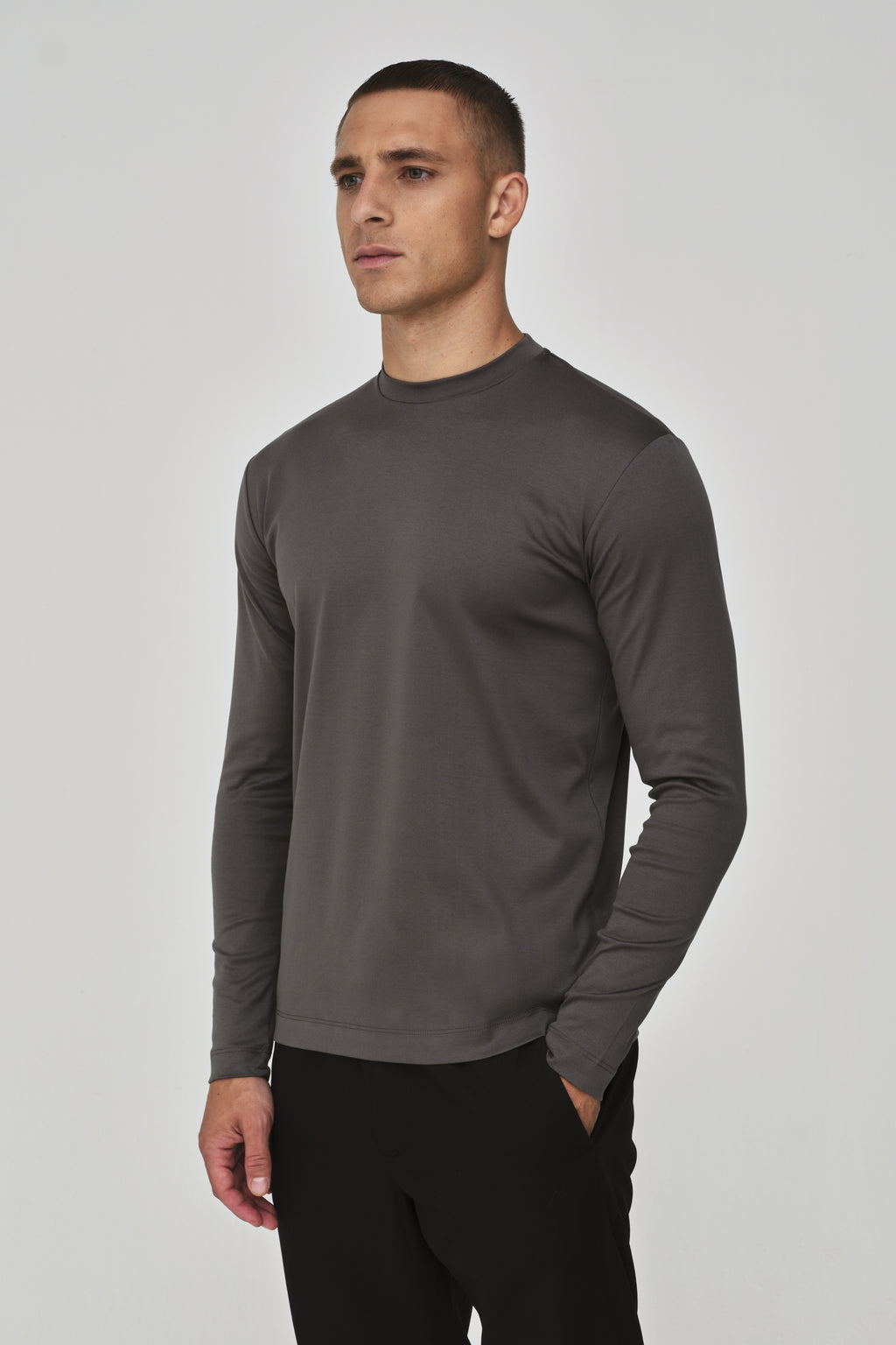Interlock Supima T-Shirt L/S | Dark Grey