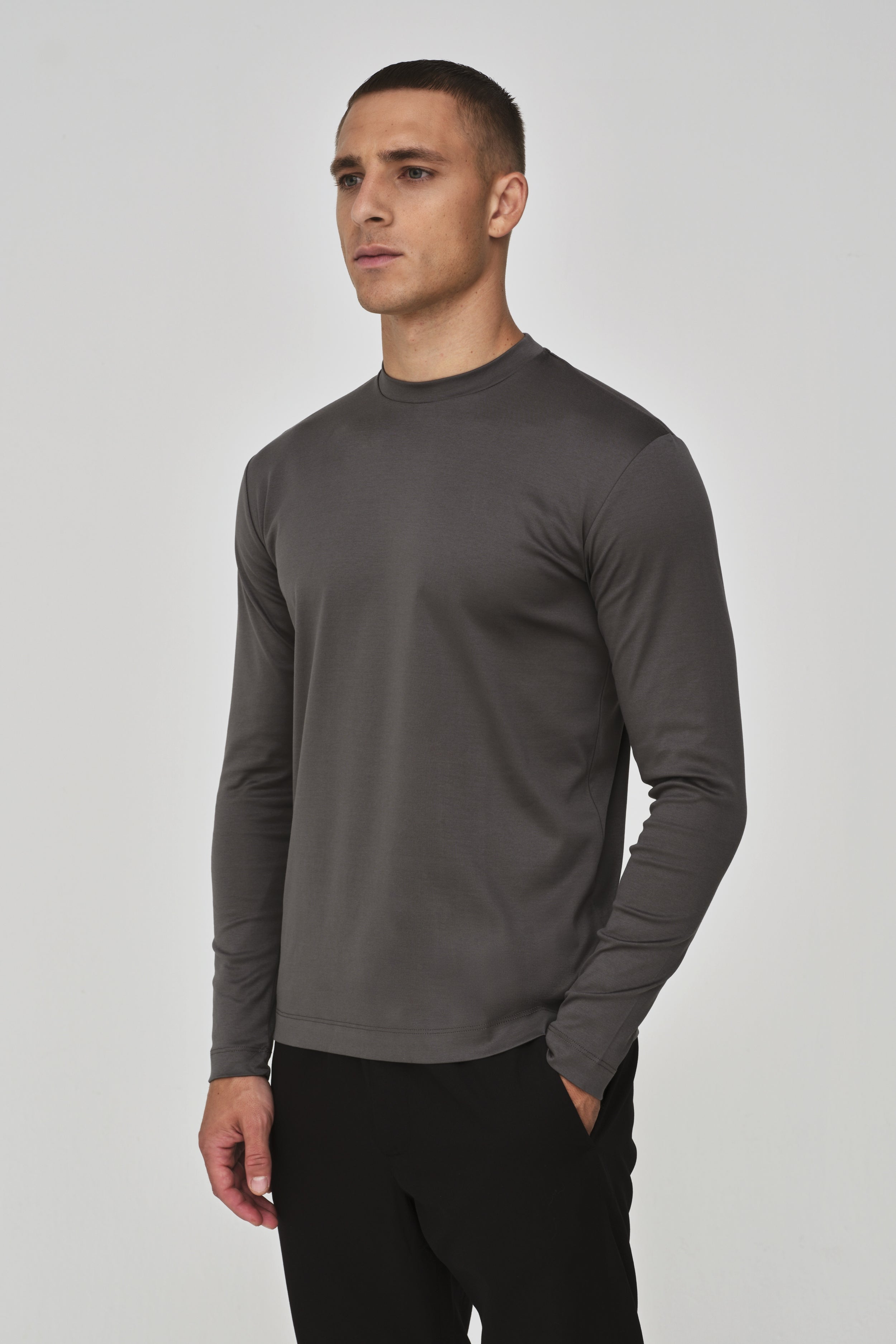 Interlock Supima T-Shirt L/S | Dark Grey