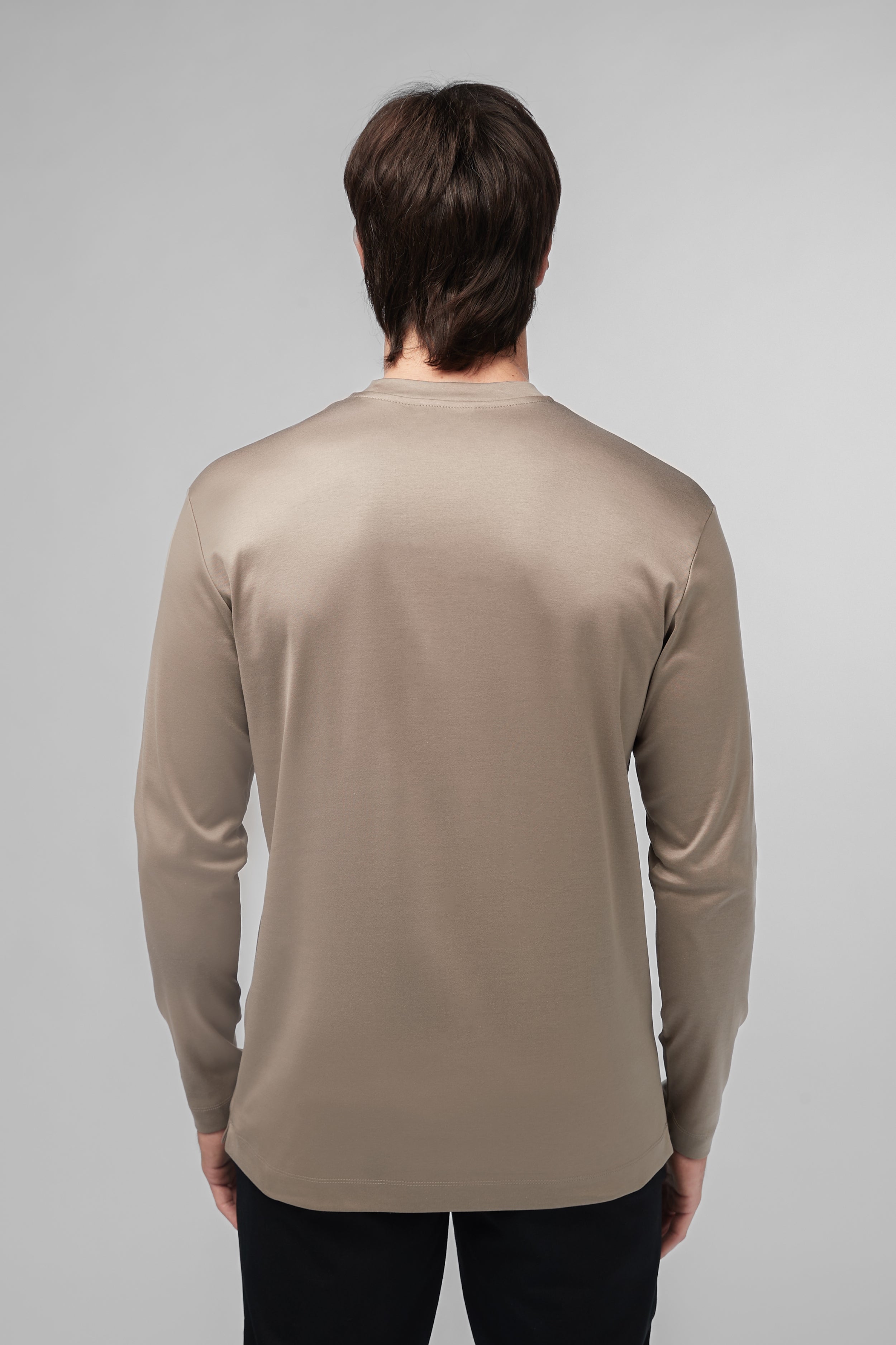 Interlock Supima T-Shirt Lange Mouwen | Loodgrijs