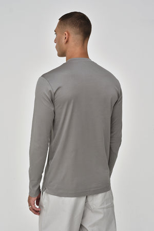 T-Shirt Interlock Supima Manche Longue | Gris