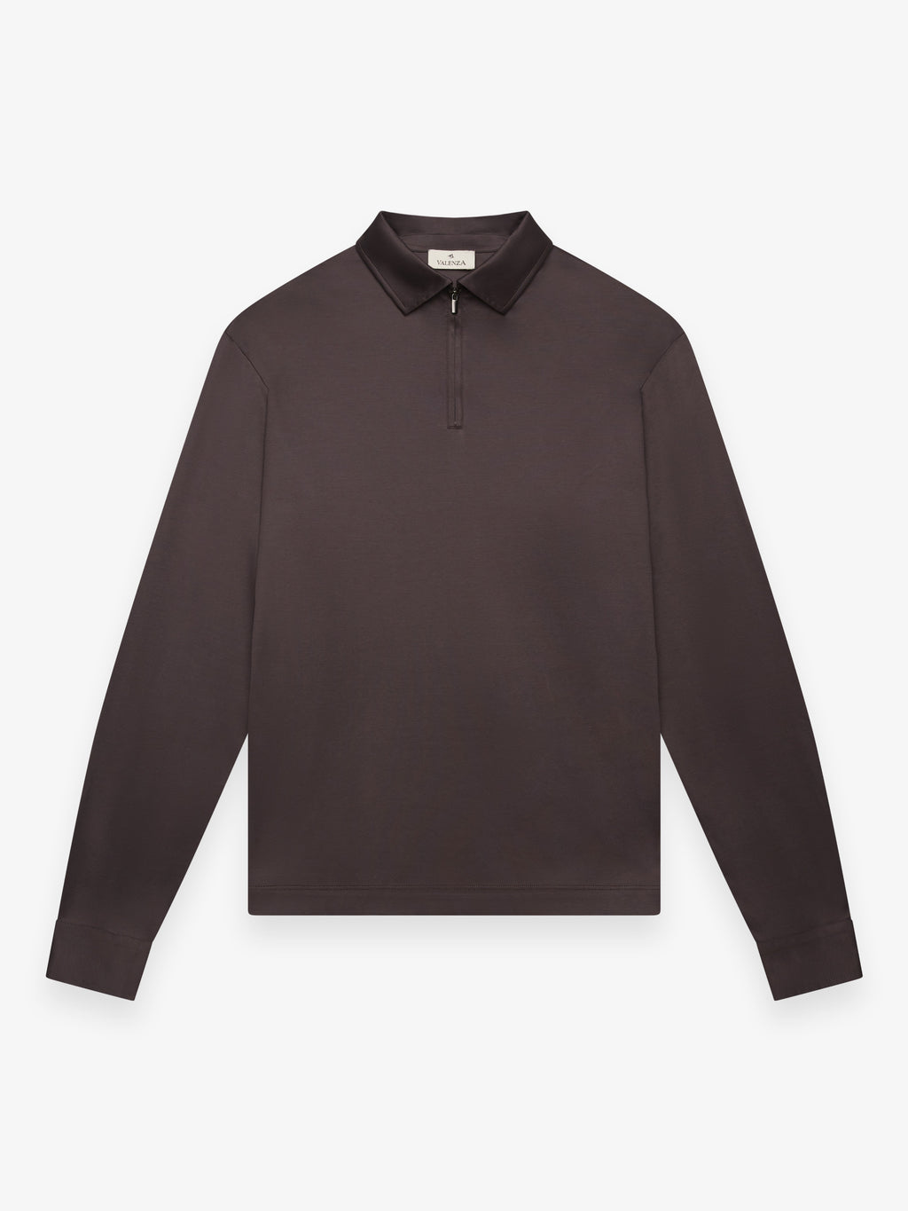Supima Polo Zip Collar L/S | Ebony Brown
