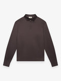 Supima Polo Zip Collar L/S | Ebony Brown