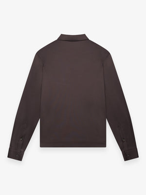 Supima Polo Zip Collar L/S | Asphalt