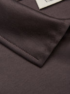 Supima Polo Zip Collar L/S | Ebony Brown
