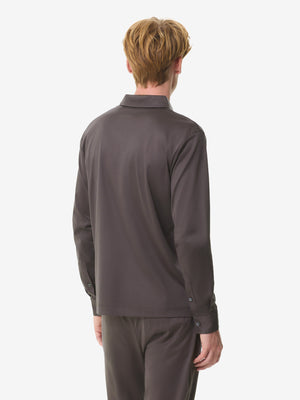 Supima Polo Zip Collar L/S | Asphalt