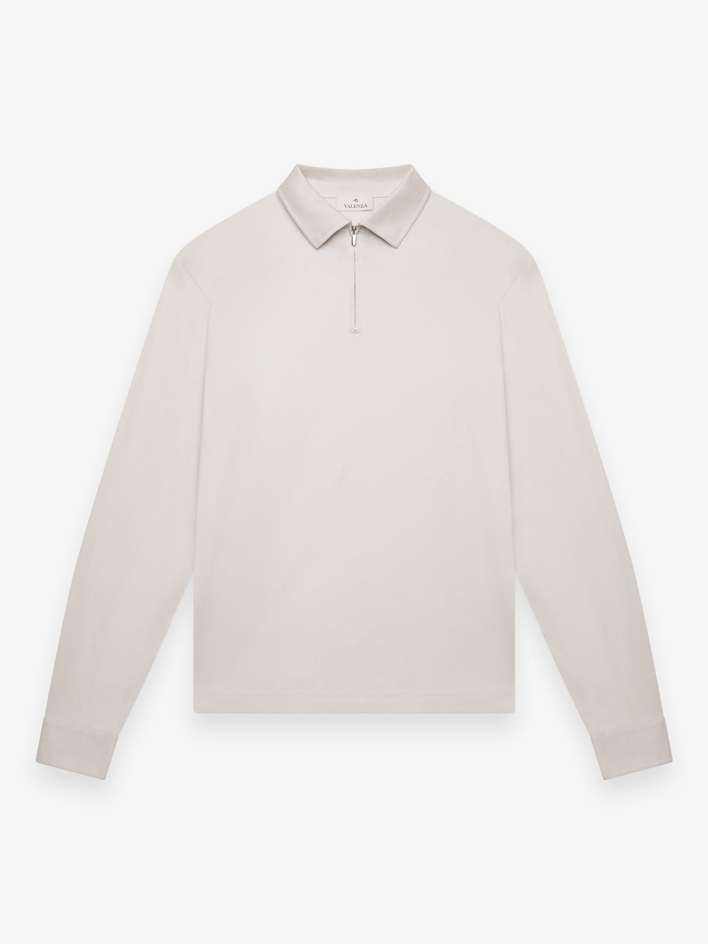 Supima Polo Zip Collar L/S | Pearl Grey