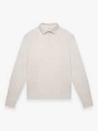Supima Polo Zip Collar L/S | Pearl Grey