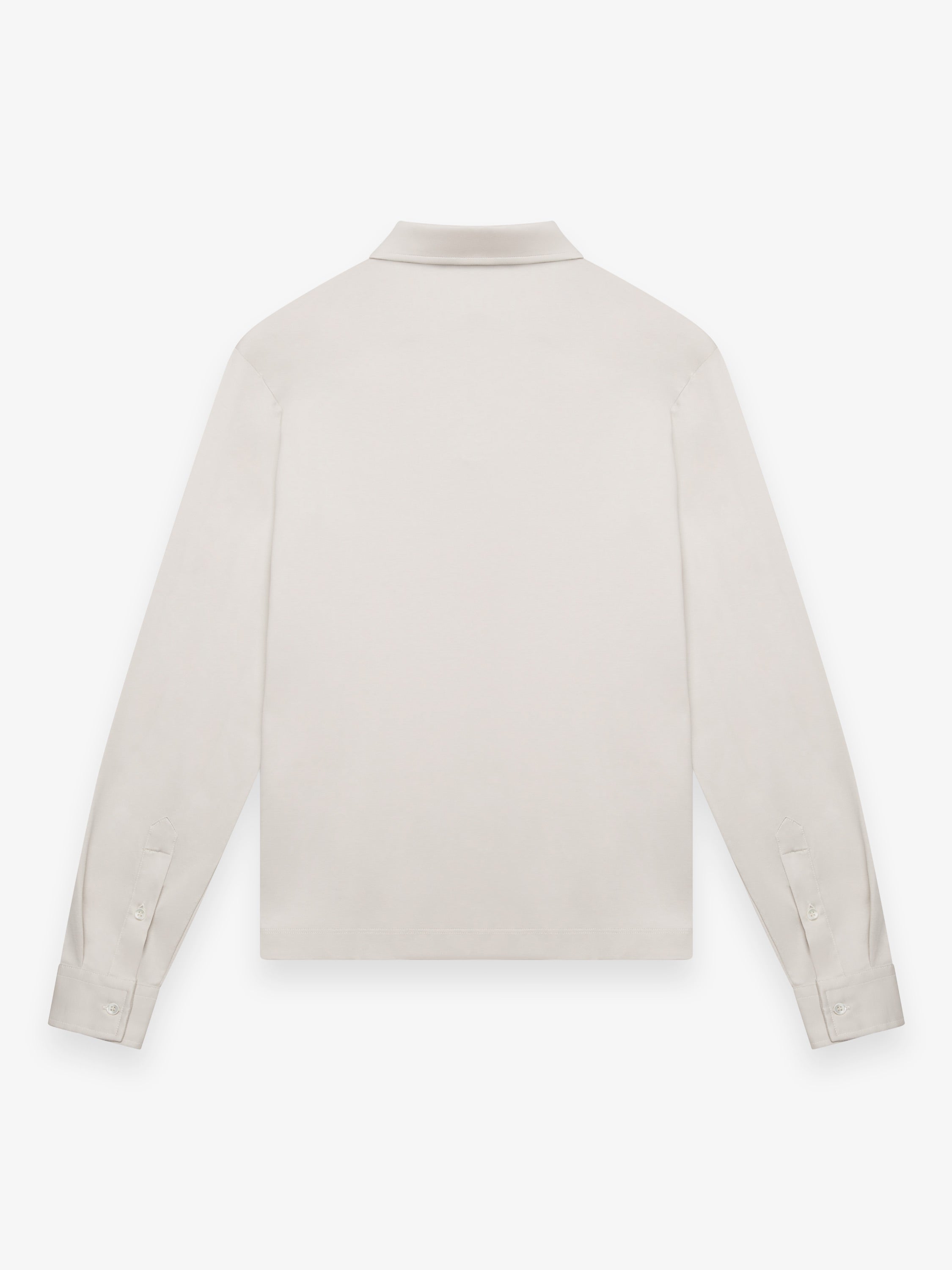 Supima Polo Zip Collar L/S | Pearl Grey