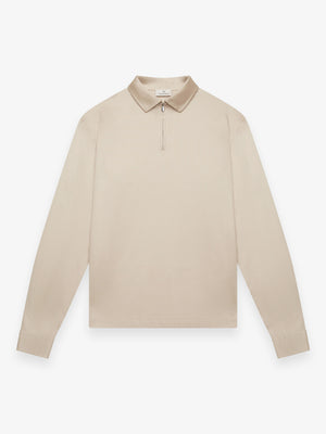 Supima Polo Zip Collar L/S | Beige