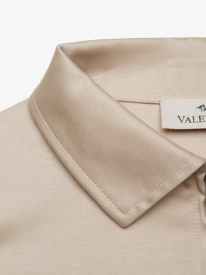 Supima Polo Zip Collar L/S | Beige