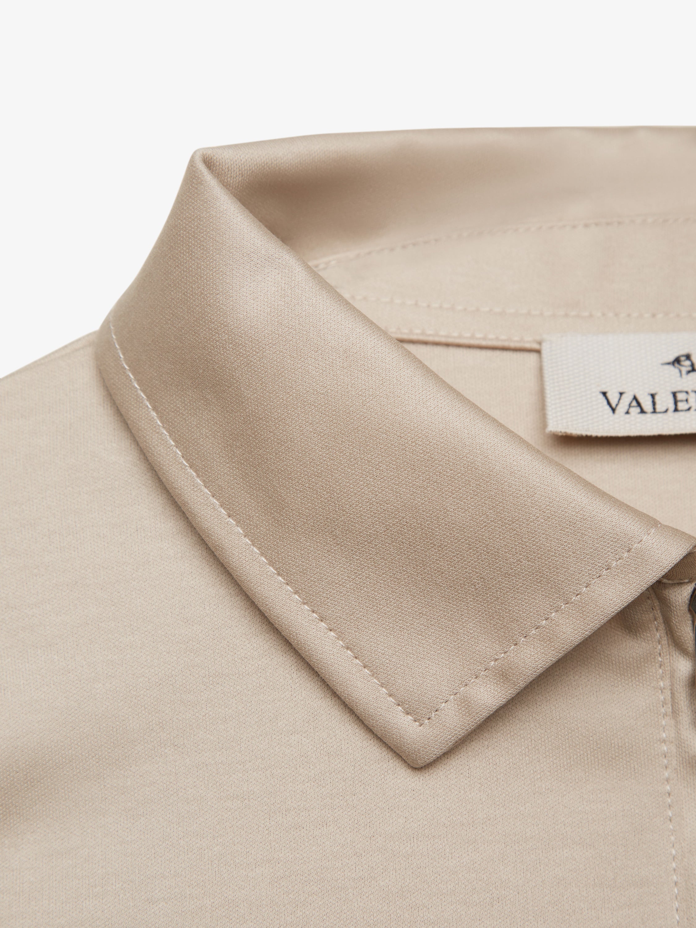 Supima Polo Zip Collar L/S | Beige