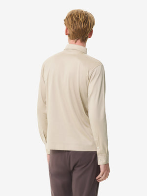 Supima Polo Zip Collar L/S | Beige