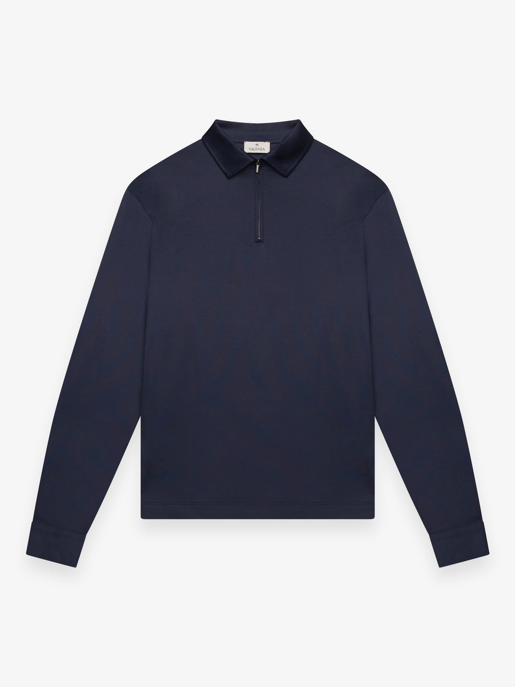 Supima Polo Zip Collar L/S | Navy