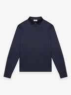 Supima Polo Zip Collar L/S | Navy