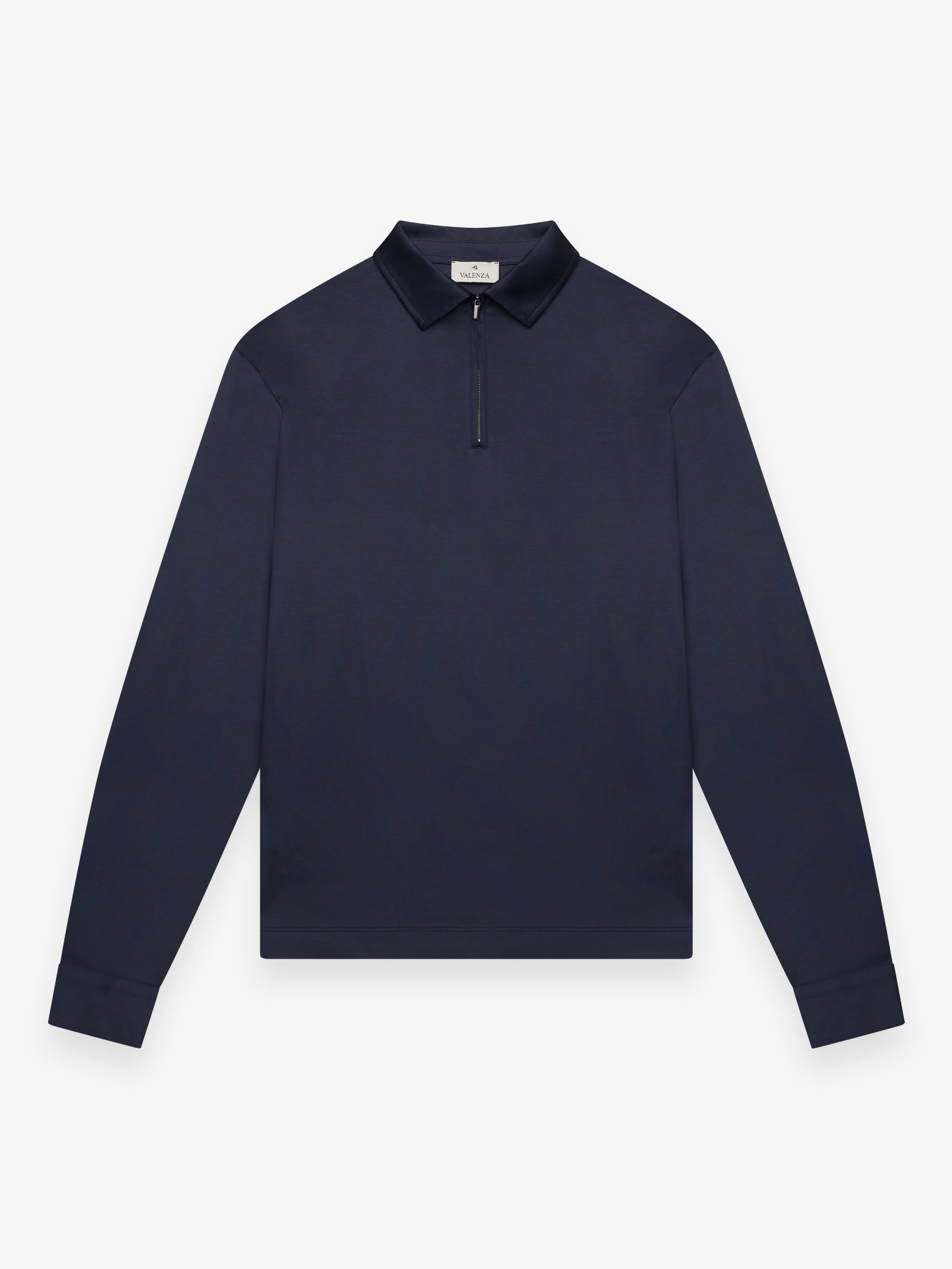 Supima Polo Zip Collar L/S | Navy