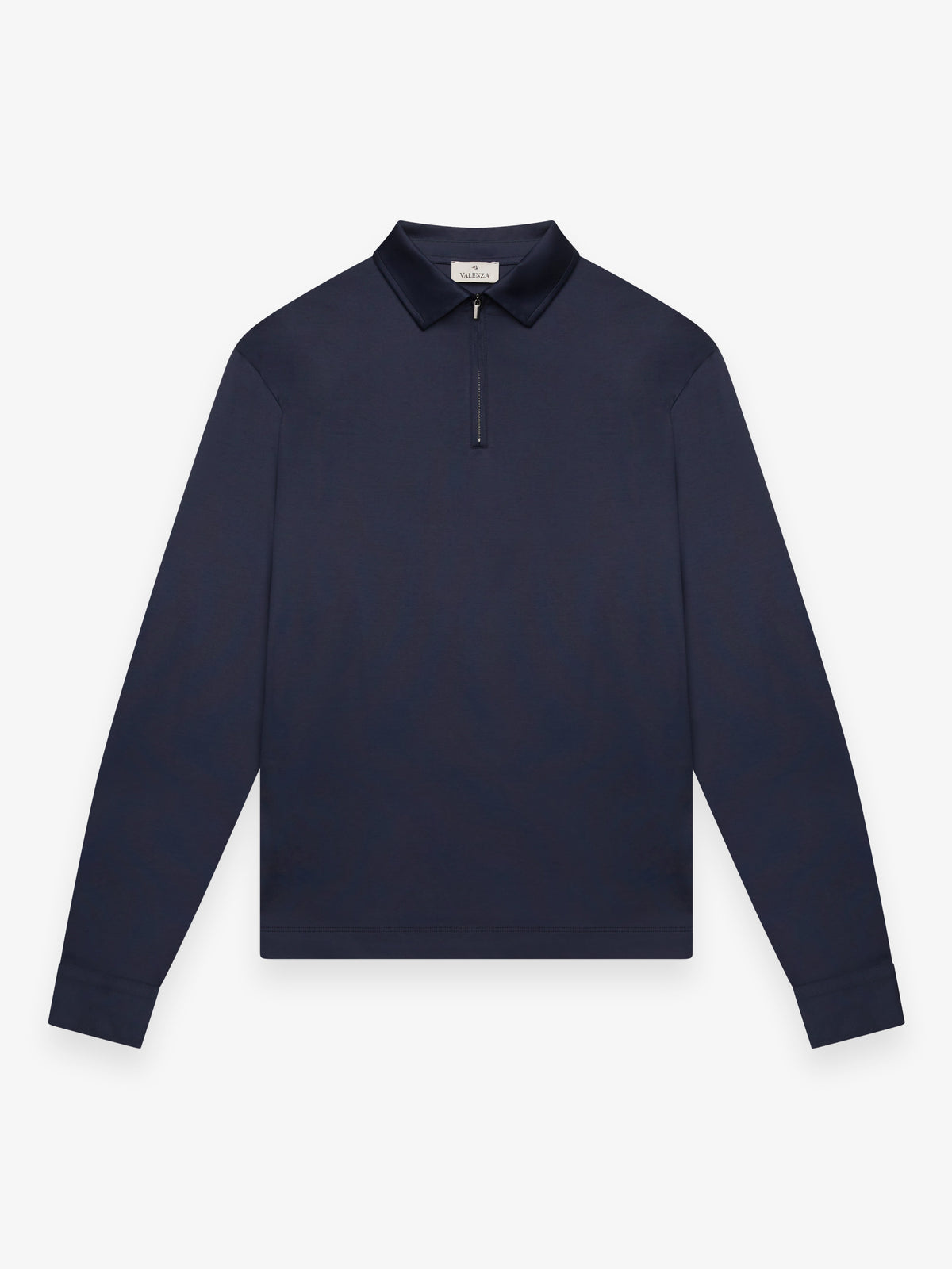 Supima Polo Zip Collar L/S | Navy