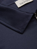 Supima Polo Zip Collar L/S | Navy