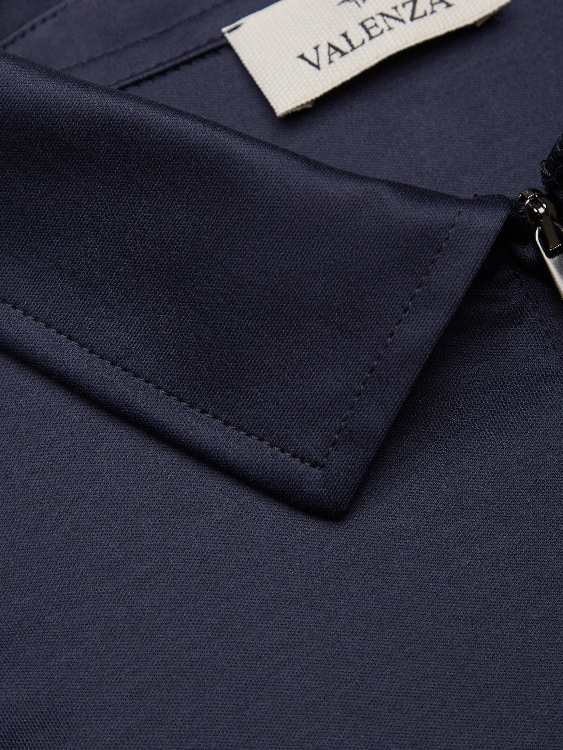 Supima Polo Zip Collar L/S | Navy
