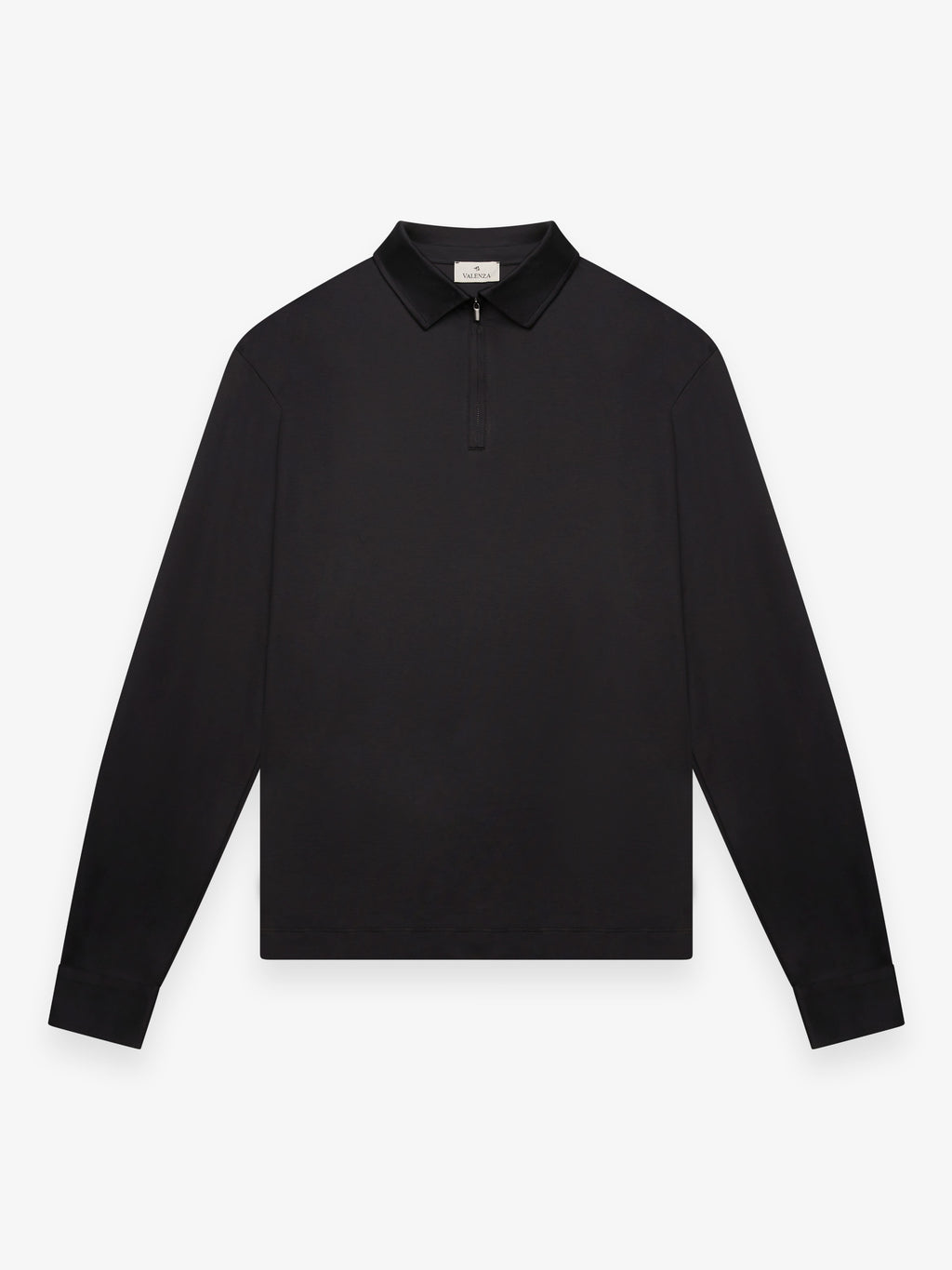 Supima Polo Zip Collar L/S | Black