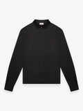 Supima Polo Zip Collar L/S | Black