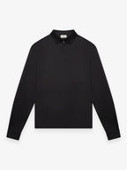 Supima Polo Zip Collar L/S | Black