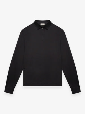 Supima Polo Zip Collar L/S | Black