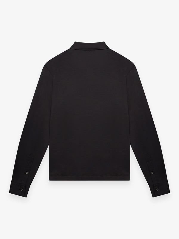 Supima Polo Zip Collar L/S | Black