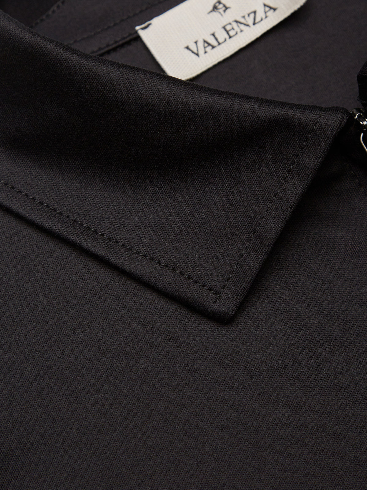 Supima Polo Zip Collar L/S | Black