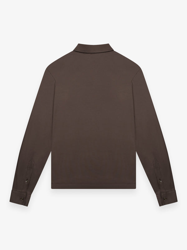 Supima Polo Zip Collar L/S | Ebony Brown