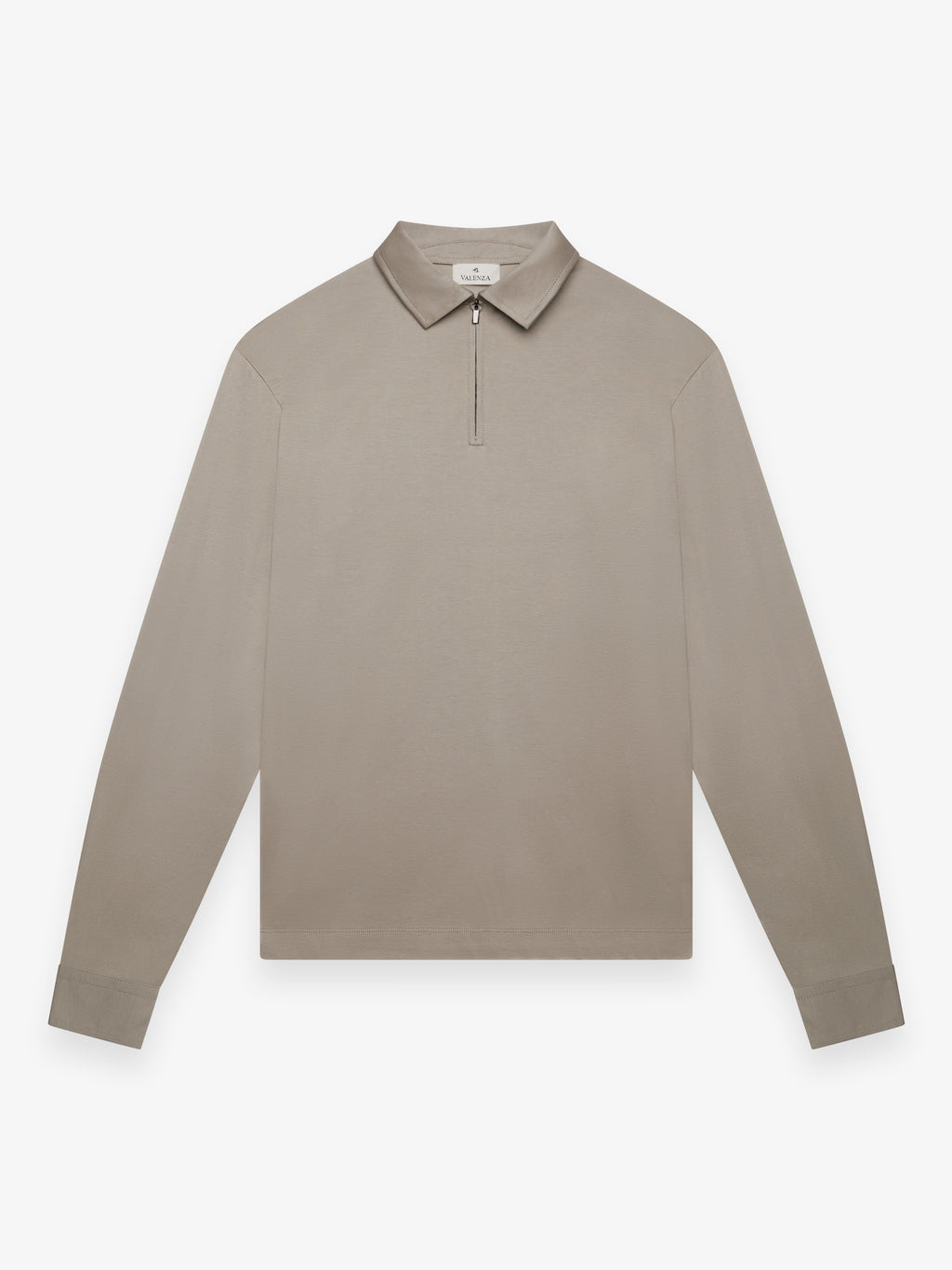 Supima Polo Zip Collar L/S | Lead Grey