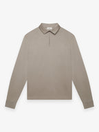 Supima Polo Zip Collar L/S | Lead Grey