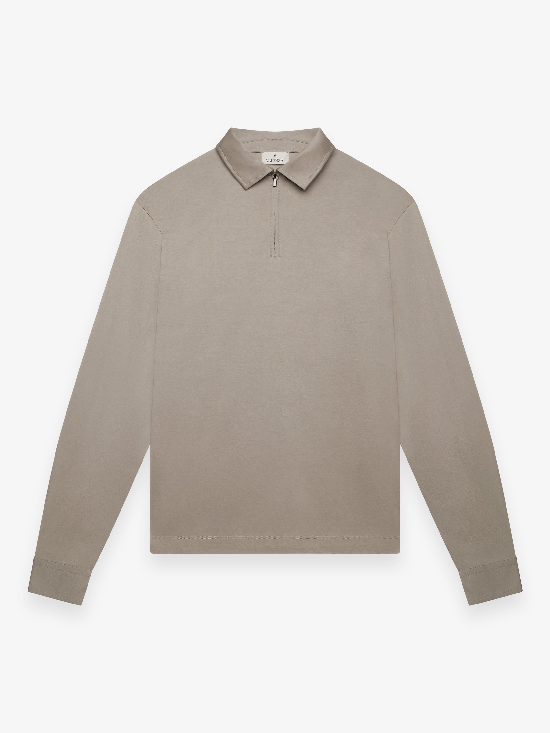Supima Polo Zip Collar L/S | Lead Grey
