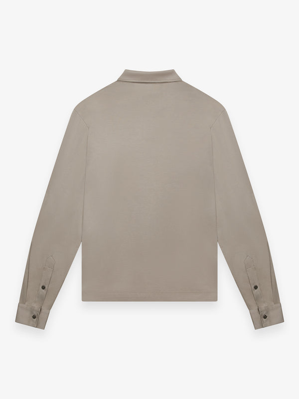 Supima Polo Zip Collar L/S | Lead Grey